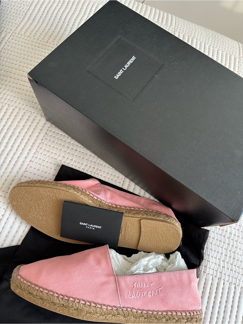 Saint Laurent Pink Espadrille Slip-On Loafers